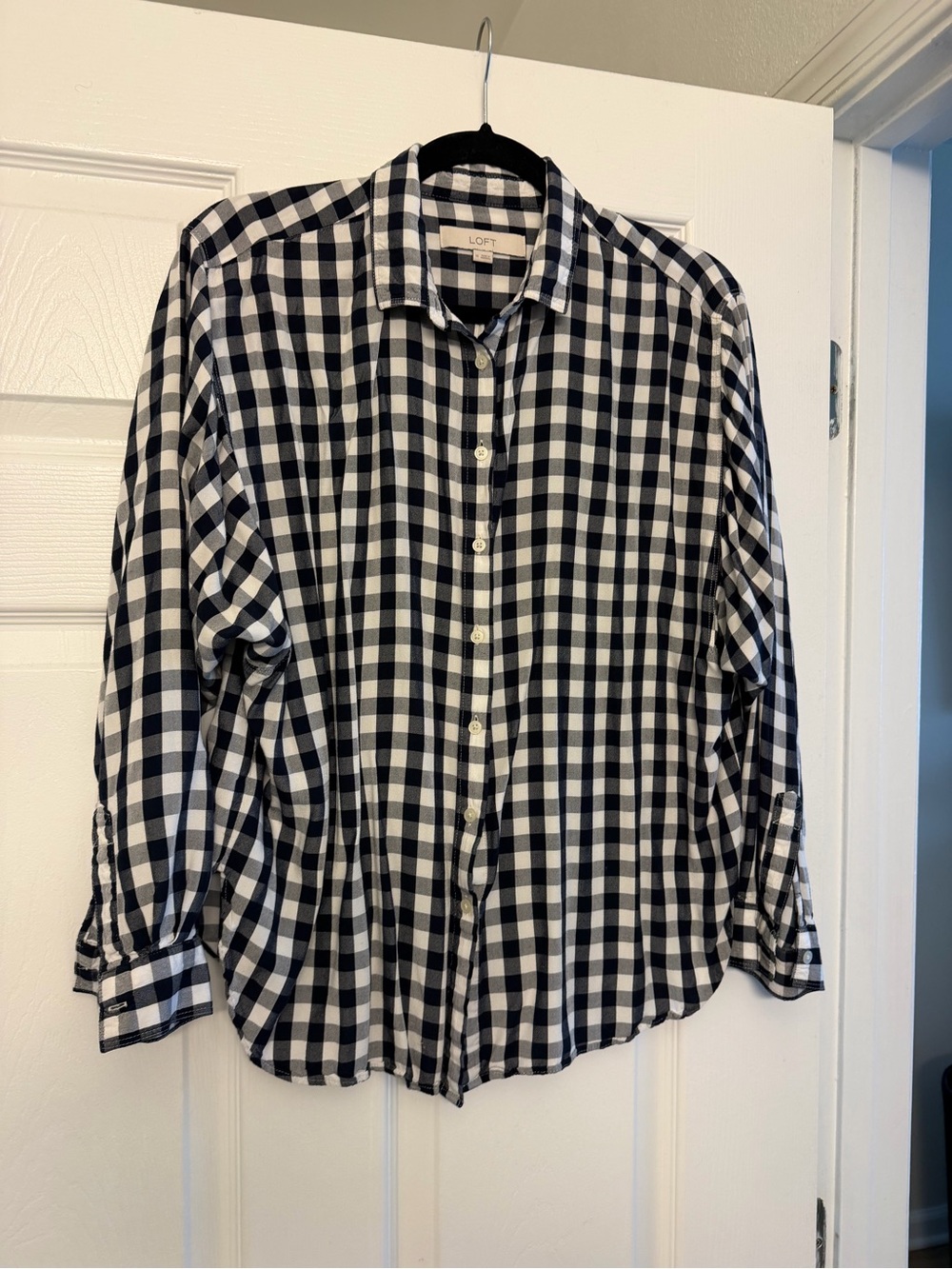Navy checkered button down